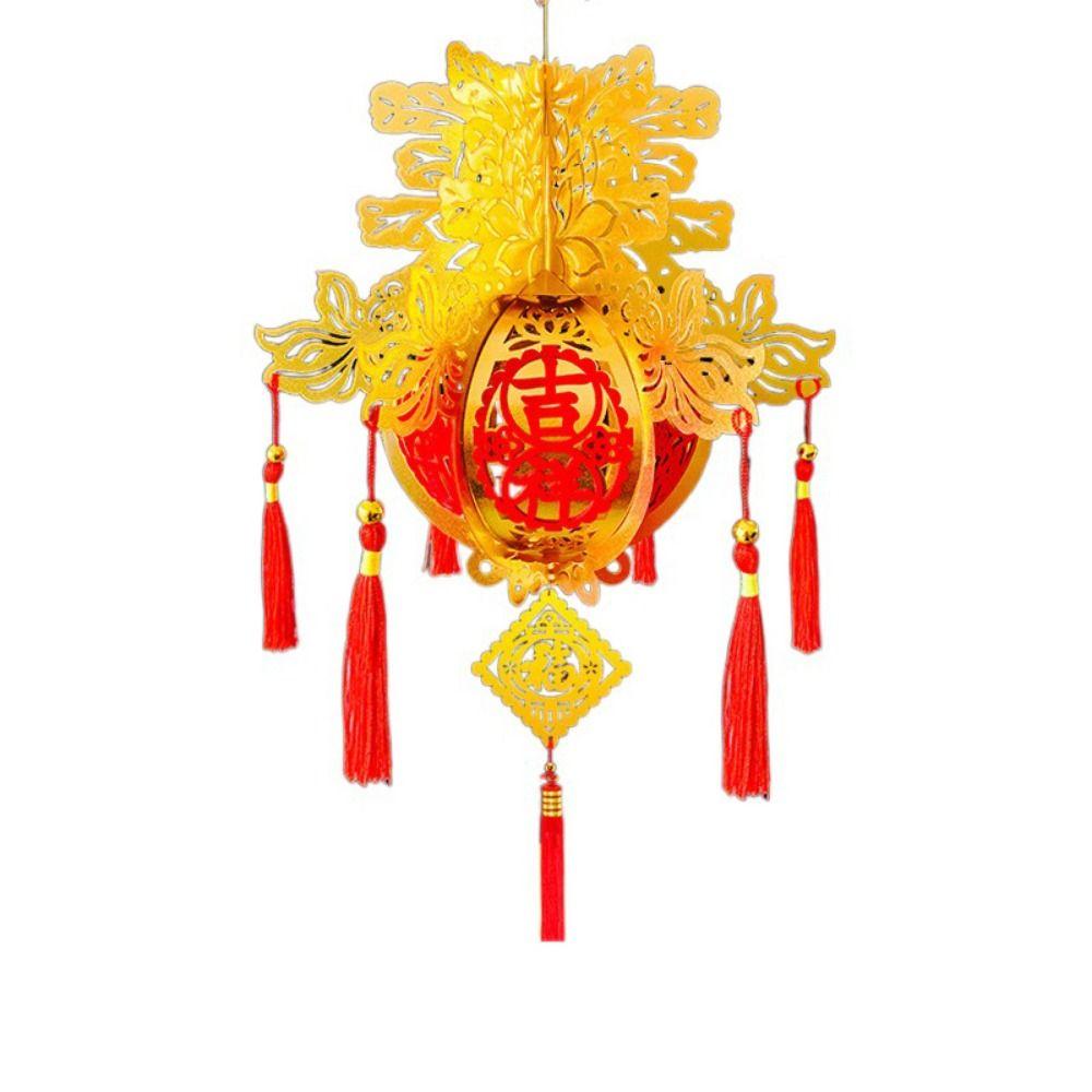 Lint/Gold Foil Good Luck Lanterns 3D Chinese Lint Lanterns Spring Festival Hanging Pendant  Party