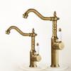 Antique Bronze Basin Faucet Gold Bathroom Faucet Deck Mounted Black Kitchen Faucet Sink Tap Hot Cold Chrome Basin Tap Brass