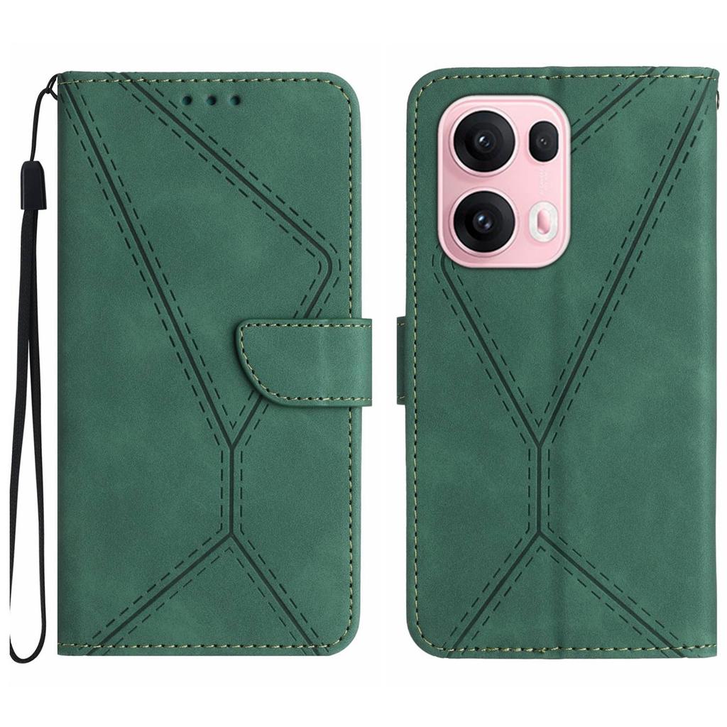 For Oppo Reno13 Pro 5G Case Skin Touch Lines Imprinted PU Leather Flip Phone Cover