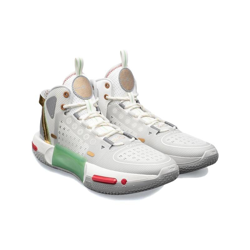 Li-Ning Phantom 4 Men Mid Top Beng Basketball Shoes Gray Green ABPS057-5