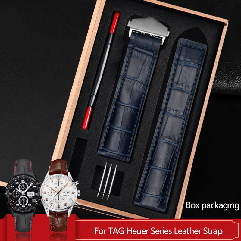 Новый браслет из натуральной кожи 19мм 20мм 22мм для ремешка часов Tag Heuer Мужской ремешок для наручных часов Складная застежка Кожа аллигатора