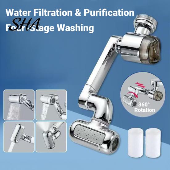 Heavy Duty Brass Faucet Extension Sink Swivel Extender, Built-in Filtration System And Four Gear Water Outlet, 1040 High Pressure Aerator Degree