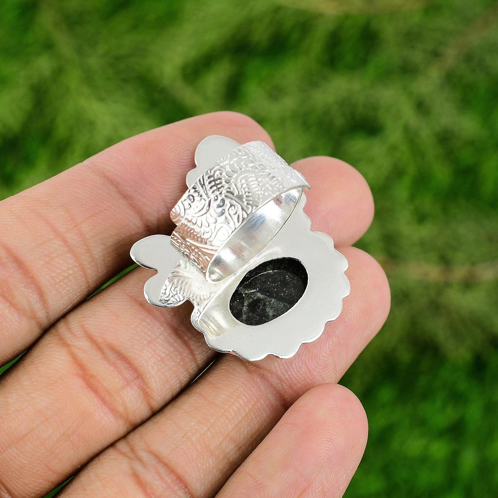 Womens Day Sale 925 Sterling Silver Star Galaxy Jasper Gemstone Solitaire Ring