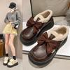 2024 Autumn and Winter Warm and Comfortable Tidal Japanese Thick Sole Matsuke Bow Tie Plush Cotton Shoes