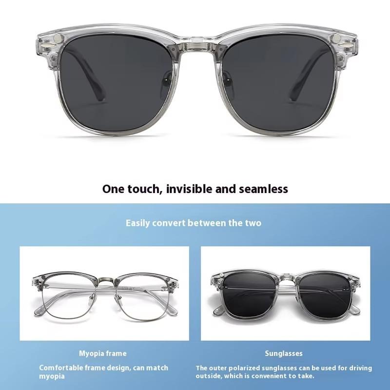 6 In 1 Men Women Myopia Sunglasses Polarized Optical Magnetic Clip Prescription Custom Glasses Frame Eyewear -0.5 to -6.0