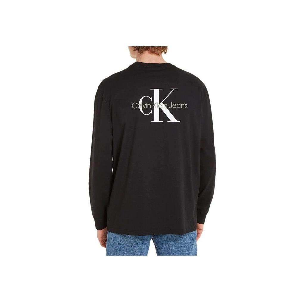 Calvin Klein Футболка с длинным рукавом и круглым вырезом с логотипом и буквами, мужские топы, черные J30J324029-BEH
