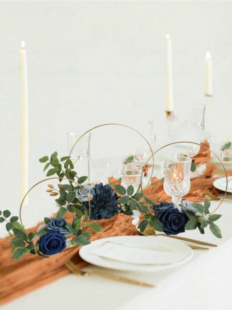 3PCS Artificial Flowers Wedding Wreath Floral Artificial Roses Centerpieces for Sweetheart Table Head Table Ceremony Reception Wedding Decorations