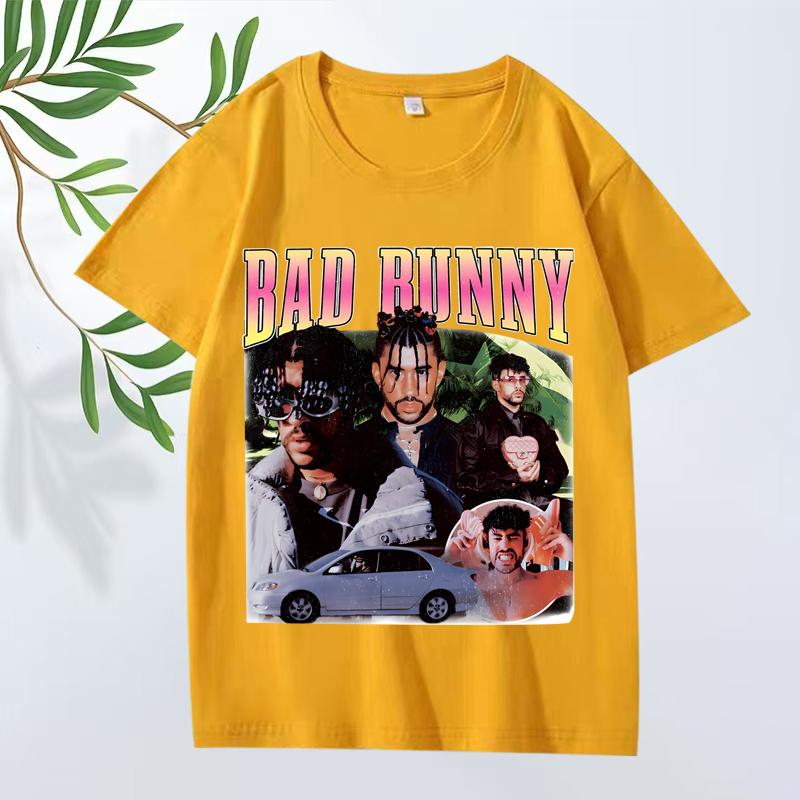 Классическая футболка Bad Bunny 2025 Новая Унисекс s Женская Оверсайз 100% Хлопок Уличный Стиль Короткий Рукав Летний Принт Графика Унисекс Топы