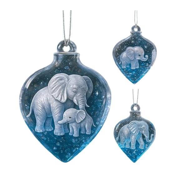 Christmas Tree Ornament Gradient Blue Elephant Pendant for Xmas Decor Light Exquisite Winter Wonderland Hanging Ornament Holiday Gift