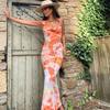 Fashion Printed Tie Dye Backless Strap Sexy Long Dress Women Elegant Sleeveless Slim Fit Summer Dresses Women Casual Beach Vacation Pencil Dress 26276