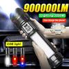 900000LM Ultra Powerful Flashlight With COB Lights Zoomable Lantern USB Rechagreable Lamp IPX6 Waterproof Flashlights For Camping