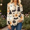 Женская модная и повседневная рубашка с длинным рукавом, V-образным вырезом, на пуговицах, с принтом, блузка, топ