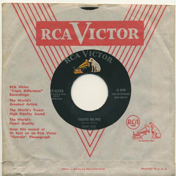 7-дюймовая пластинка HENRI REN HIS ORCHESTRA Taquito Militar Maria 476528 RCA Victor 1956 США Кантри/Фолк Б/у