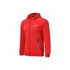 Li Ning Badminton Series Solid Color Logo Print Zipper Fleece Hoodie Men Hoodies Crimson-Red AWDSA03-3