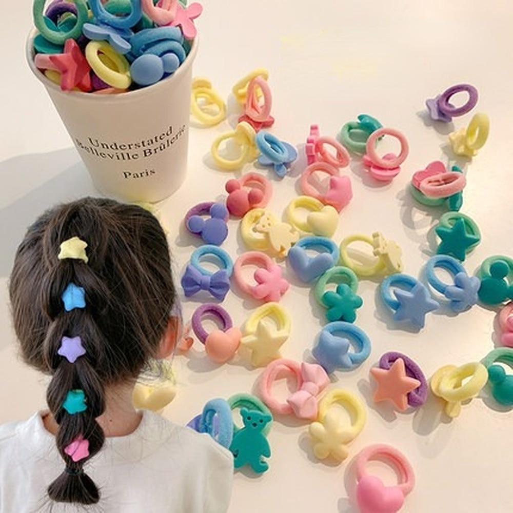 10pcs/set Little Girls Kawaii Elastic Hair Bands Cute Thumb Hair Twister Hair Tie Children High Elastic Cartoon Hair Accessories