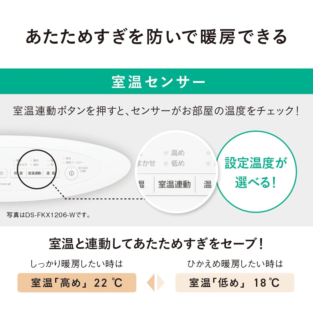 Panasonic Ceramic Fan Heater with Humidifier Function and Human Sensor Equipped with Nanoe White DS-FKX1206-W