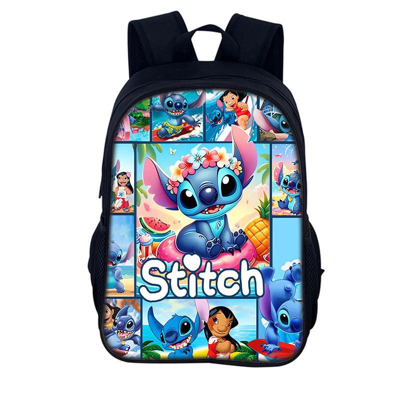 Рюкзак детский Stitch 16 дюймов Мультяшный Полиэстер Двойная лямка Для школы и путешествий
