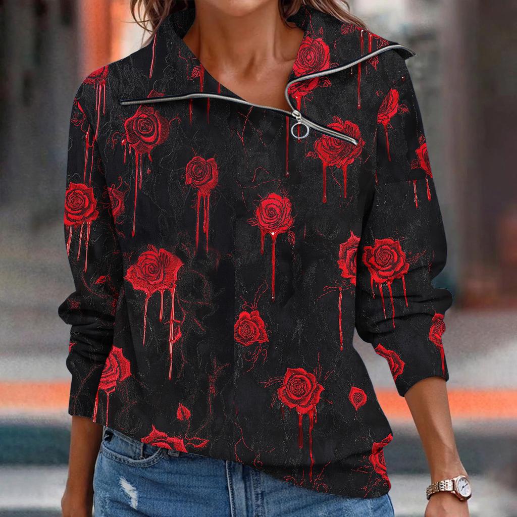 Женская футболка, свободный пуловер, спортивные топы, повседневный топ с V-образным вырезом и длинным рукавом с принтом