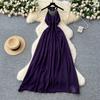 Summer Women Luxury Diamonds Sleeveless Solid Chiffon Holiday Beach Long Maxi Big Swing Tank Dresses
