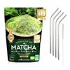 Organic Matcha Green Tea Powder 50 G + 4 Stainless Steel Straws