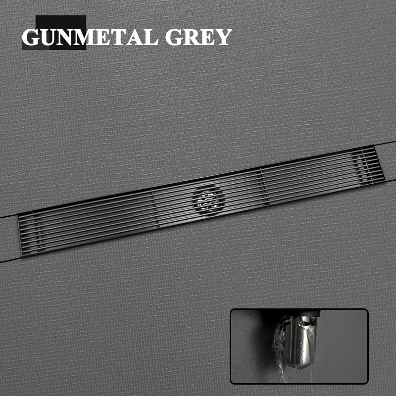 Матовый золотисто-серый слив для душа, вставка из плитки, нержавеющая сталь SUS304, длинный линейный слив для ванной комнаты