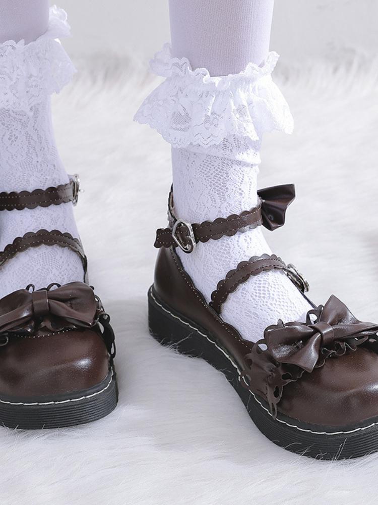 Туфли в стиле Лолиты, женская обувь, удобная обувь на низком каблуке с круглым носком и бантом, японские кроссовки, винтажная обувь на платформе, Harajuku
