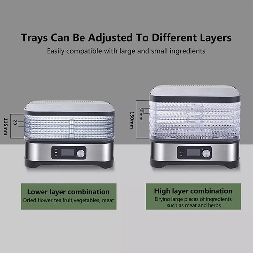 220В 5 поддонов Сушилка для продуктов Дегидратор Бытовой дегидратор для продуктов с цифровым таймером и контролем температуры для фруктов, овощей, мяса, говядины