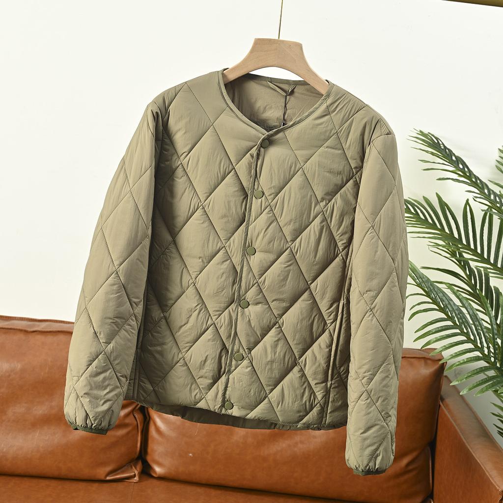 Warm Lightweight Waterproof Women's Quilted Jacket Stand Up Collar Diamond Cotton Coat Casual Loose Large Size Outerwear