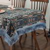 Geometric Patterns Chenille Tablecloth Tassel Edge Embroidered Dining Table Cover  Rectangular Thick Wear-resistant Table Cloth