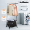 Белая/Черная Стальная Передвижная Вешалка для Одежды, Отдельно Стоящая Вешалка для Одежды с Корзиной для Белья 55*42*160см для Спален, Гардеробных
