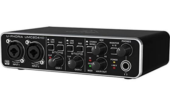 Behringer 2 Inputs 4 Outputs USB Audio Interface UMC204HD U-PHORIA