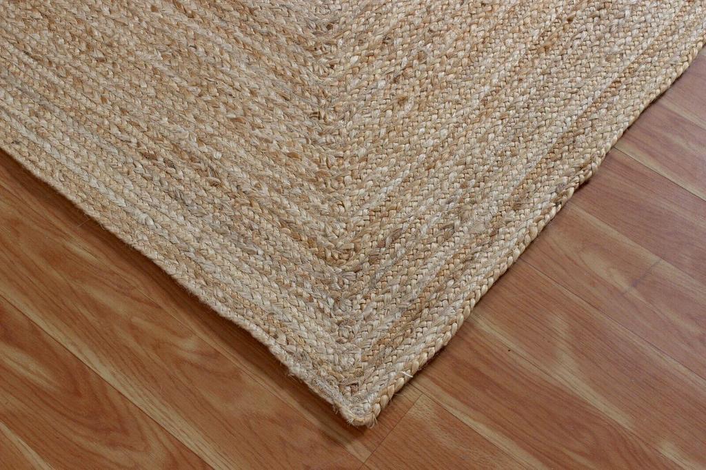 Jute Rug 100% Natural Jute Cotton Rug Handmade Reversible Area Carpet Modern Rug
