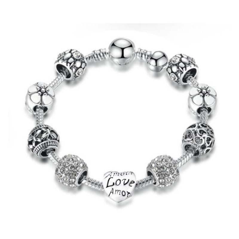 Белый круглый браслет из бусин с бусиной Pandora DIY с капельным маслом с большим отверстием