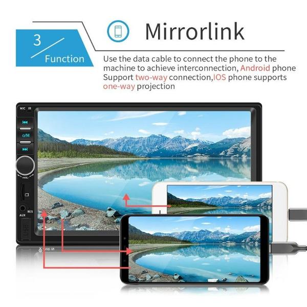 7-дюймовый автомобильный аудио MP5-плеер Bluetooth Автомобильный вид сзади, поддержка соединения Android IPhone