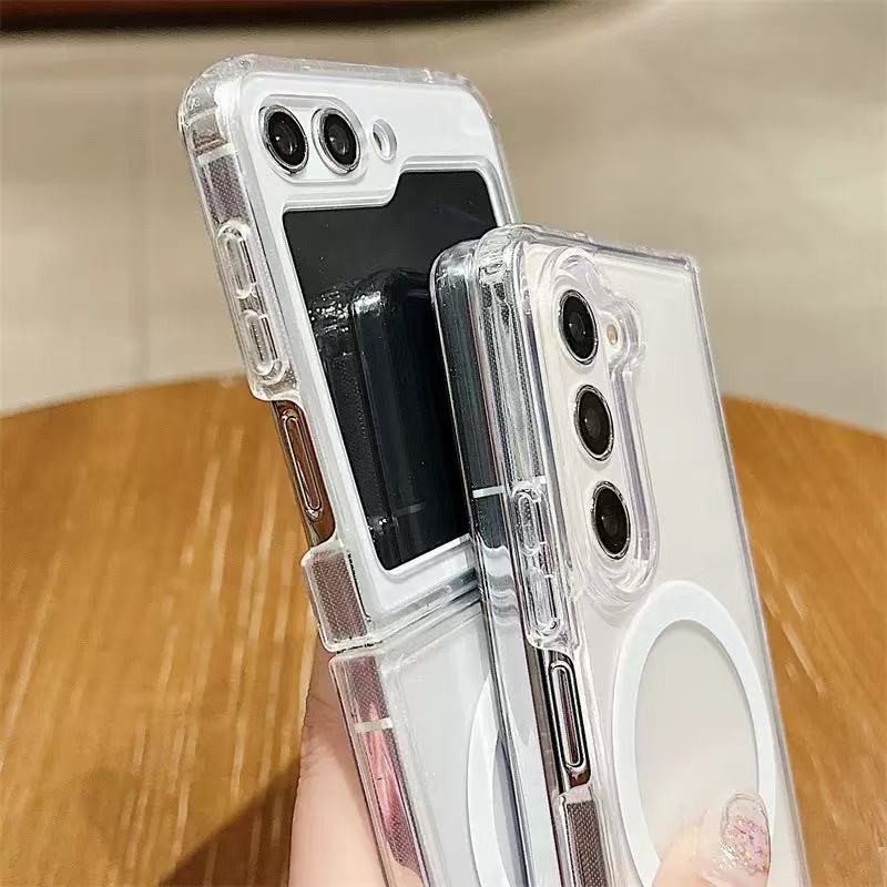 Clear Magnetic Case For Magsafe Samsung Galaxy Z Flip 7 6 5 4 Z Fold 7 6 5 4 8 MacSafe Wireless Charge Cover Shockproof Z Flip 8