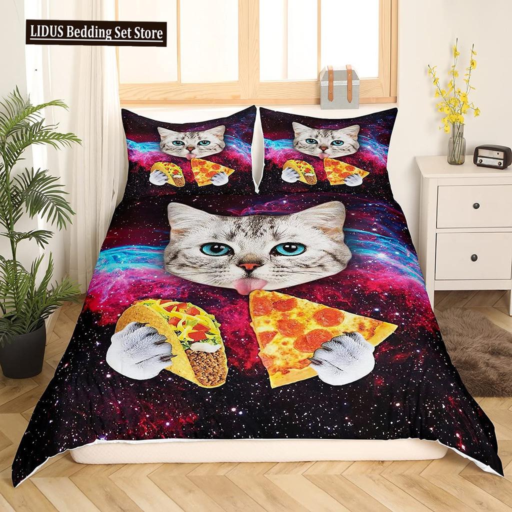 3D Кот Милый Котенок Узор Пододеяльник Кот Украшение Детской Спальни Кот Постельный Комплект Для Женщин Девочек Мальчиков Подарки С Молнией 3 Шт.