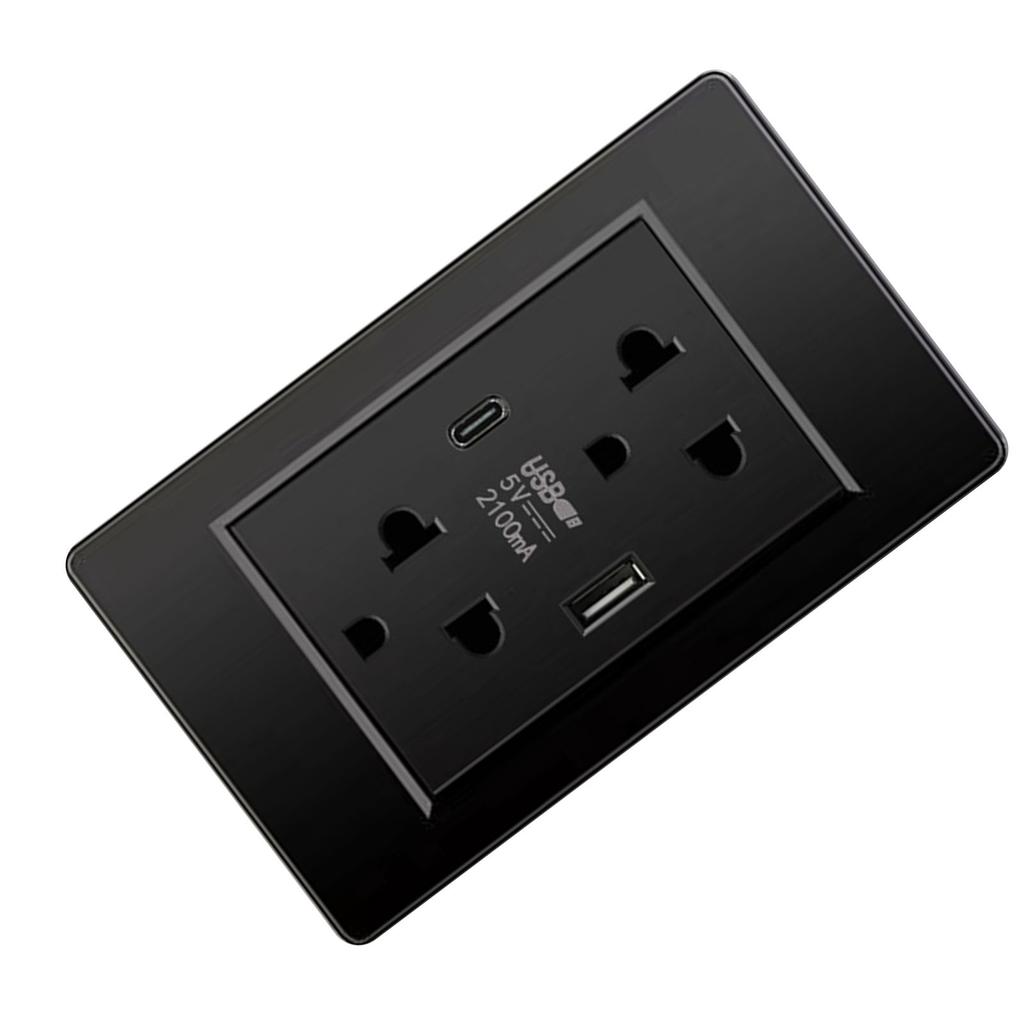 Thailand Type Electrical Wall Receptacle Outlet Space Saving USB Type C Wall Charger Outlet for