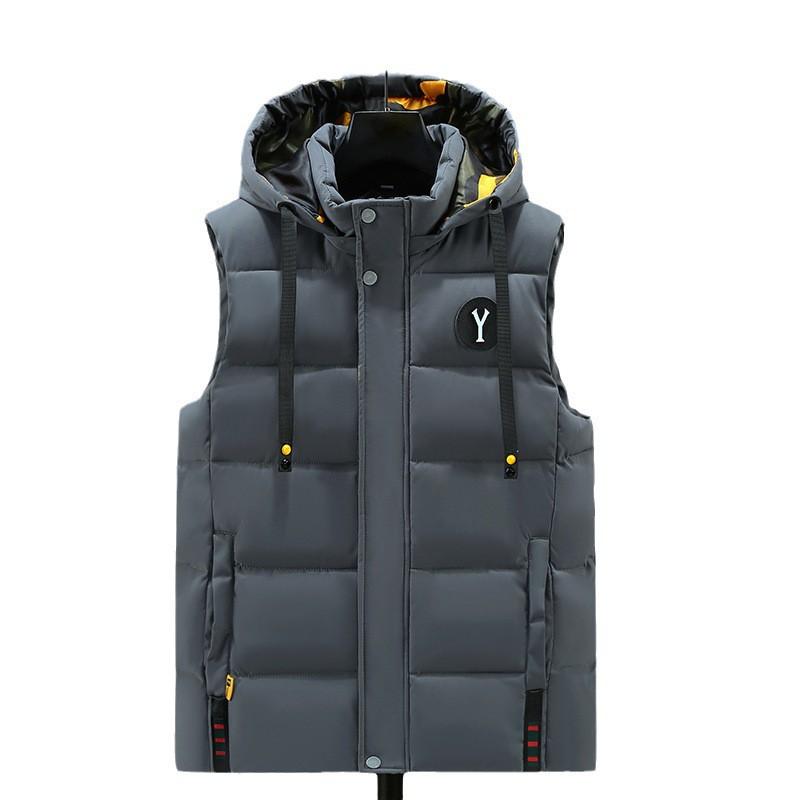 Mens Detachable Hood Puffer Vest Loose Warm Sleeveless Jacket Winter Casual Wear