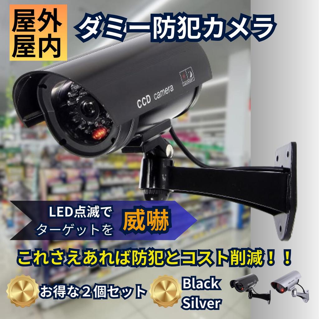 KeiSquare Dummy Dummy Security Fake Set of Adjustable Red LED Constant No Wiring Battery Operated Camera, Camera, Camera, 2, Angle, Light, Flashing,