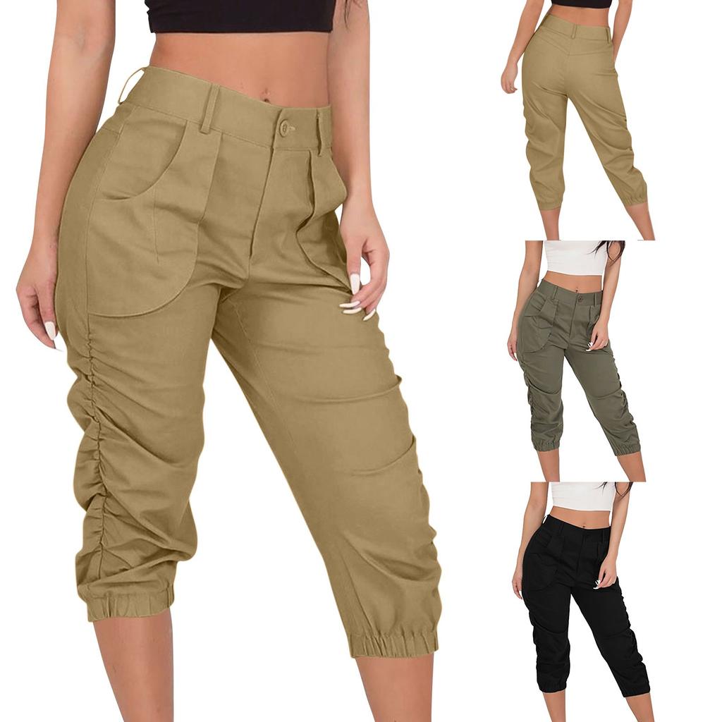 Women's Casual Fashion Cropped Trousers Workwear Pants