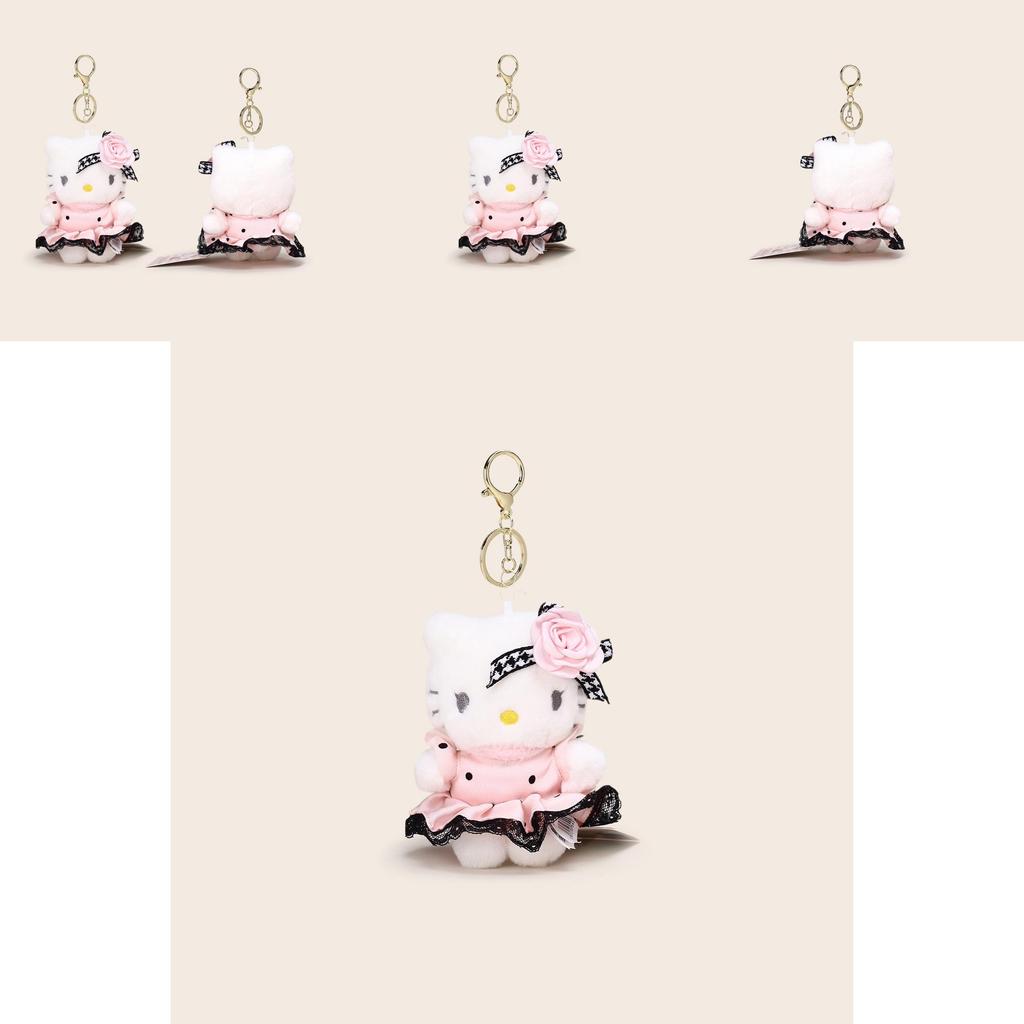 Hello Kitty Plush Pendant With Flower And Lace Dress Decoration For Kids And Teen Key Accessories