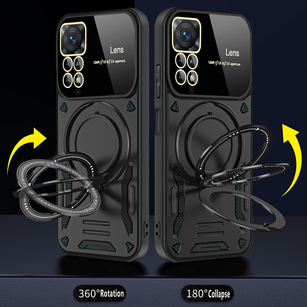 Armor Stand Holder Glass Lens Protection Cover For Redmi Note 11 11S Magsafe Wireless Charge Magnetic Cover For Redmi Note11 Pro