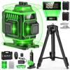 [2025 Improved] Green Laser Level, 4 X 360, 16 Lines, Full-Line Level with LCD Battery Indicator, High Brightness and High Accuracy, Auto-Cor