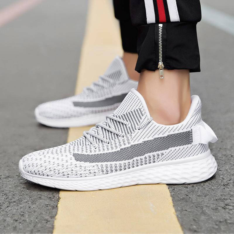 Мужская обувь большого размера 38-48, сверхлегкие кроссовки с дышащей сеткой и летающей тканью