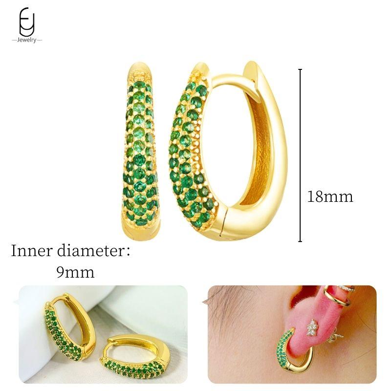 Серьги из стерлингового серебра 925 пробы с зеленым цирконом, золотые серьги-кольца в форме сердца для женщин, изящные пусеты, роскошные ювелирные изделия, подарки