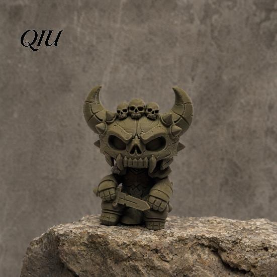 3D Printing Skeleton Art Printed Warrior Figurine, Halloween Sitting Statue, Gothic Statue Collectible Decoration for Holiday Party, Home,