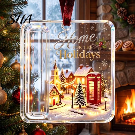 Transparent Acrylic Gift Ornament Christmas Money Holder Ornament, Cash Hanging Decor with Stocking Stuffer for Festive Pattern, Tree Pendant Surprise