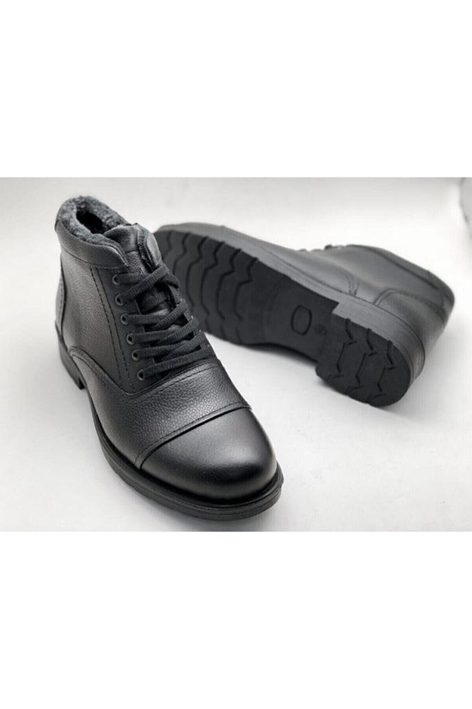 Men's Fashion Genuine Leather Flat Heeled Booties Bootie Furry Zippered Winter Boots Shoes