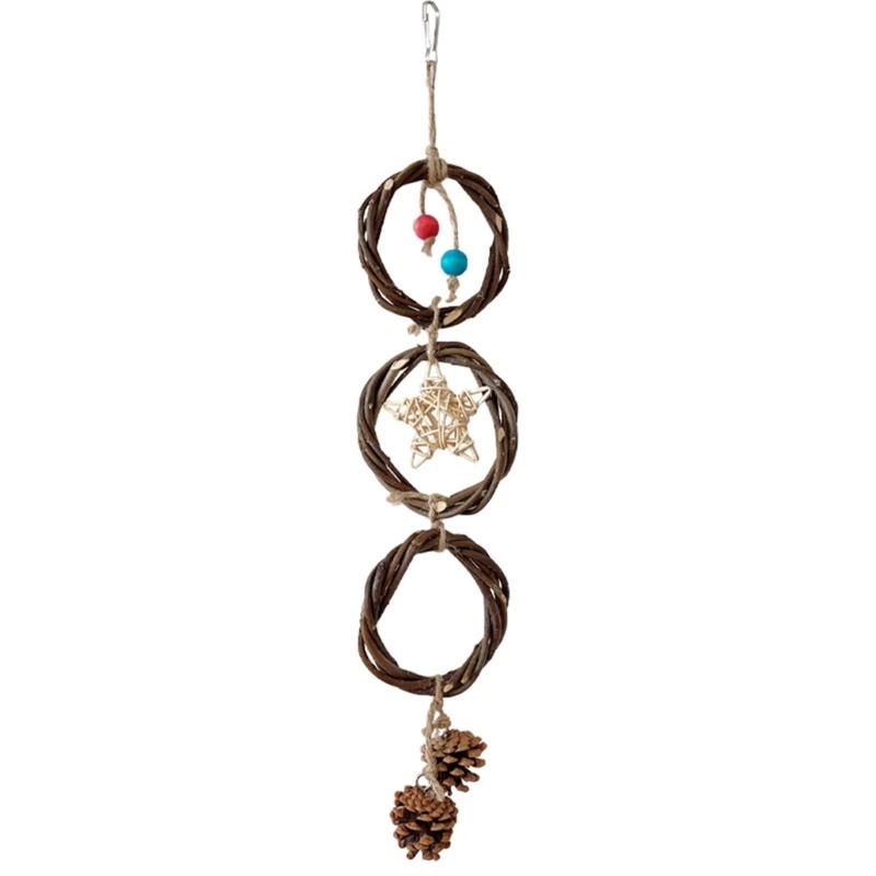 Three Rings Swing Bird Toy Birdcages Hangable Perch Toy Cage Decors Budgies Chewable Toy Macaws Pecking Toy