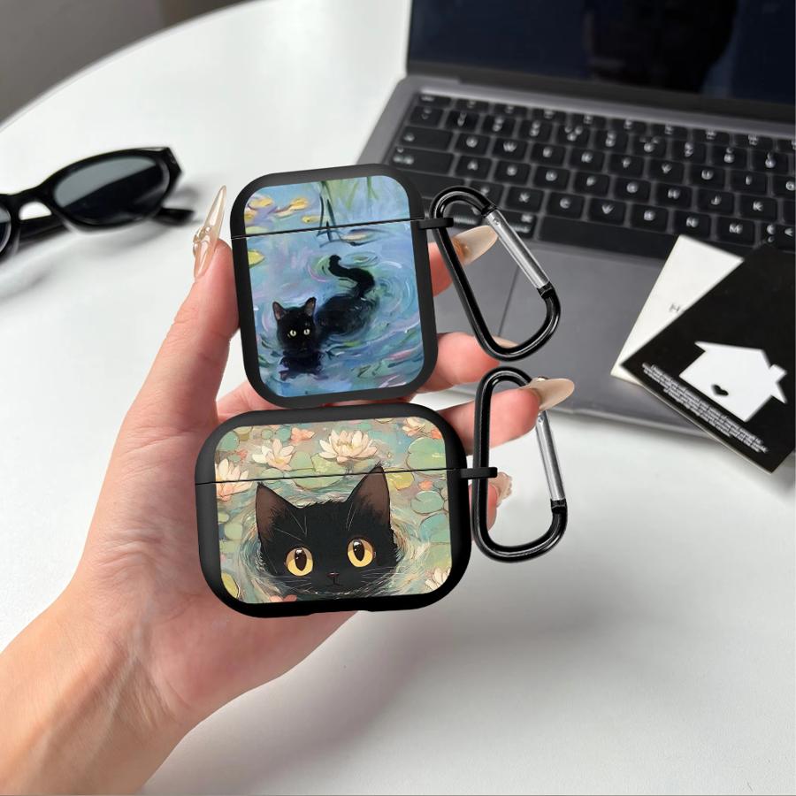 Чехол для наушников Cover Case Для Airpods 3 2 Pro3 Pro2 Pro 1 4 Черный Кот